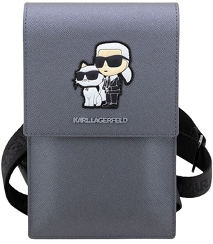 Чохол-сумка Karl Lagerfeld Saffiano Karl & Choupette Silver (3666339123352)
