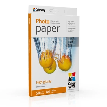 Фотобумага ColorWay глянцевая 180 г/м², A4, 50 л. (PG180050A4) Фотобумага глянцевая А4 180 грамм