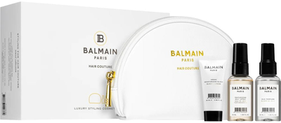 Тревел набір по догляду за волоссям Balmain Paris Hair Couture Styling Gift Pack Парфум для волосся 20 мл + Сольовий спрей 50 мл + Еліксир 50 мл + Косметичка (8719638149372)