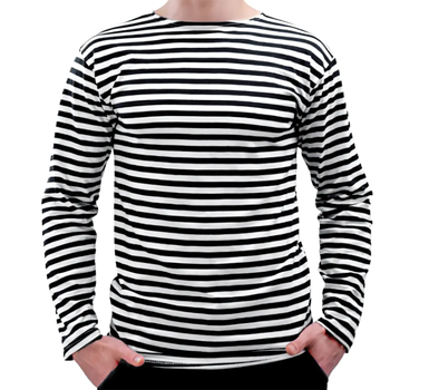 Тельняшка морская с длинным рукавом, с черными и белыми полосами, 100% хлопок, размер XL