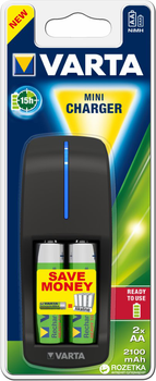 Ładowarka akumulatorków Varta Mini Charger 2x2100 mAh NI-MH AA (57646101451)