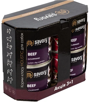 Вологий корм Savory для дорослих собак з яловичиною