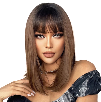Парик Medium Ombre Brown Light, натуральные синтетические волосы