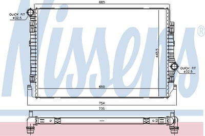 Радіатор охолодження AUDI SEAT SKODA VW (вир-во Nissens) Nissens (65341)