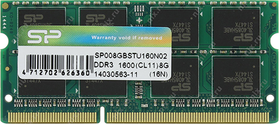 Pamięć Silicon Power SODIMM DDR3-1600 8192MB PC3-12800 (SP008GBSTU160N02)