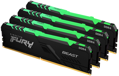 Оперативная память Kingston Fury DDR4-3200 131072MB PC4-25600 (Kit of 4x32768) Beast RGB Black (KF432C16BBAK4/128)