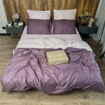 Комплект постельного белья Lelit Семейный 150х215 см x 2 шт Фиолетово-розовый Страйп сатин SS-3025/1 (le2000000268255)