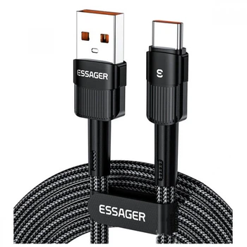 Кабель зарядный Essager USB-A to Type-C 7A 100W 20V 5A Fast Charging 2м Black (EXCT-XCA01)