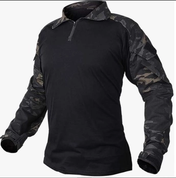 Тактическая боевая армейская рубашка зсу с налокотниками убакс IDOGEAR G3 Combat, черный мультикам, 96358652-XL