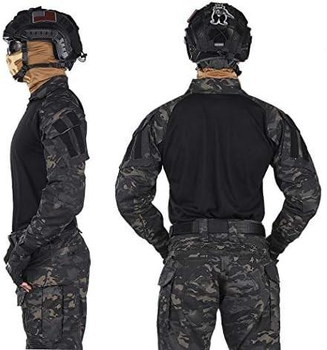 Тактична бойова армійська сорочка зсу з налокітниками убакс IDOGEAR G3 Combat, чорний мультикам, 96358652-L