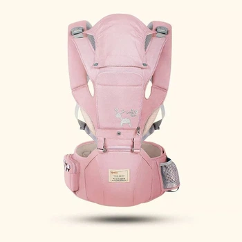 Рюкзак-кенгуру Little Deer Pink для детей от 0 до 3 лет, 12 положений, переноска, хипсит, слинг для детей, Qaebao (73000656)