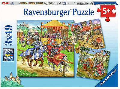 Zestaw puzzli Ravensburger Turniej rycerski w średniowieczu 21 x 21 cm 3 x 49 elementów (4005556051502)