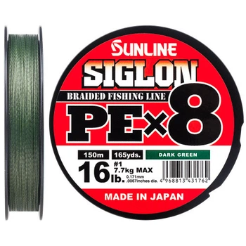 Шнур Sunline Siglon PE х8 150m (темн-зел.) #0.4/0.108mm 6lb/,1658.09.73