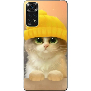 Чехол силиконовый бампер Candy для Xiaomi Redmi Note 11S / Note 11 с рисунком Котик в шапке