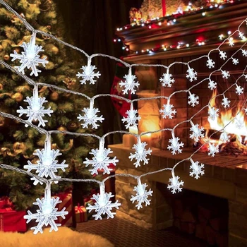 Гірлянда світлодіодна Ayacola, сніжинки, 6 м, 40 LED, 2 режими, на батарейках, холодне біле світло, прозорий провід, 4009039