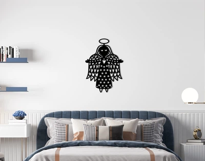 Декоративне панно на стіну з дерева Upwood Decor Ангелок Angel 99.4 х 70 см black