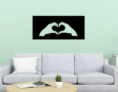 Декоративне панно на стіну з дерева Upwood Decor Серце Нeart 18.2 х 40 см black