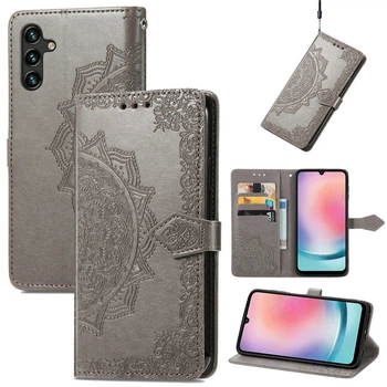 Чохол Vintage для Samsung Galaxy A24 / A245 книжка шкіра PU з візитницею сірий