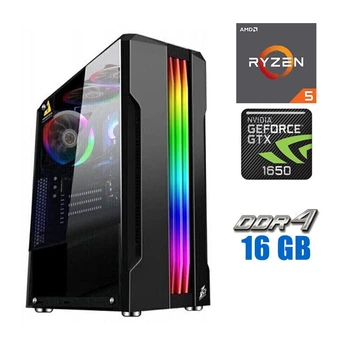 Игровой ПК Tower / AMD Ryzen 5 4500 (6 (12) ядер по 3.6-4.1 GHz) / 16 GB DDR4 / 500 GB SSD M.2 / nVidia GeForce GTX 1650, 4 GB GDDR5, 128-bit / 500W