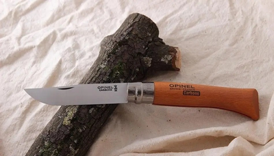 Ніж розкладний 100мм, бук Opinel Carbon blister 10 000403