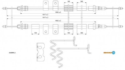 Трос ручника ADRIAUTO 1302911 Ford Connect 5030150, 5135369, 7T162A603CD