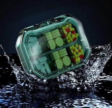 Таблетница на 6 ячеек 6-Cell Eco Pill Box Green, органайзер для таблеток, чехол для хранения таблеток, контейнер для лекарств Chansin (73101228)