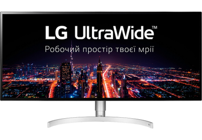 Монітор 34' LG 34WK95U-W, White, WLED, IPS 5120x2160, 21:9, 5мс, 1200:1, 450 кд/м², 178°/178°, 2xHDMI/DP/Type-C, 2xUSB 3.0
