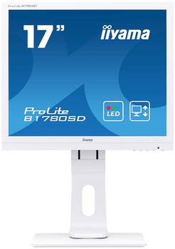Монітор 17' Iiyama ProLite B1780SD-W1, White, LED, TN, 1280x1024 (5:4), 5 мс, 250 кд/м², 1000:1, 170°/160°, VGA/DVI, 2х1 Вт, VESA 100x100 мм