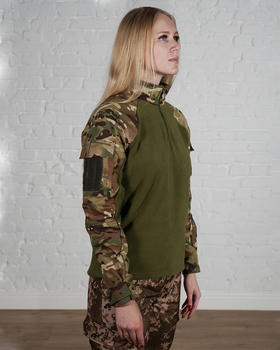 Жіночий військовий тактичний убакс флісовий з рукавами ріп-стоп та підкладкою з флісу р. S Мультикам-олива