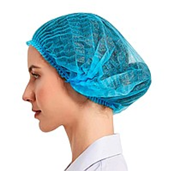 Одноразові шапочки, шарлотки, на подвійній резинці 100 шт., блакитні