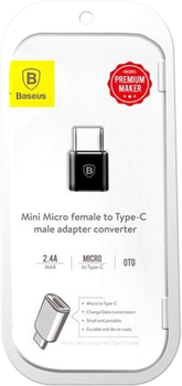 Adapter-przejściówka Baseus Micro USB (F) to Type-C (M) Adapter Converter Czarny (CAMOTG-01)