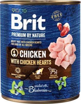 Вологий корм для собак Brit Premium Курка з курячим серцем 800 г (8595602538546)