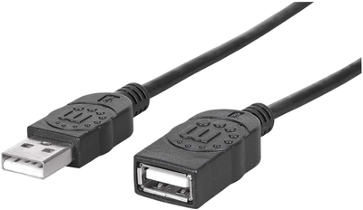 Kabel Manhattan USB 2.0 AM-AF 1.8 m Czarny (766623338653)