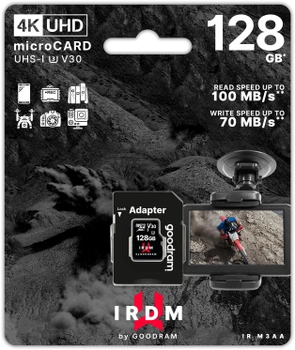 Карта пам'яті GoodRam microSDXC 128GB UHS-I/U3 Class 10 IRDM + SD-адаптер (IR-M3AA-1280R12)