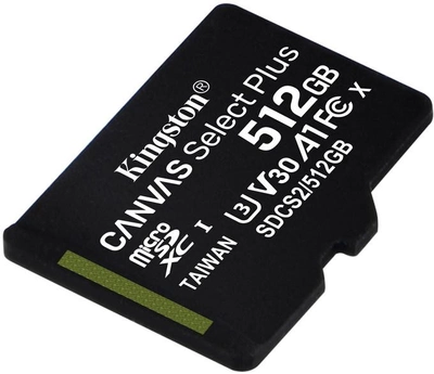 Карта пам'яті Kingston microSDXC 512GB Canvas Select Plus Class 10 UHS-I U3 V30 A1 (SDCS2/512GBSP)