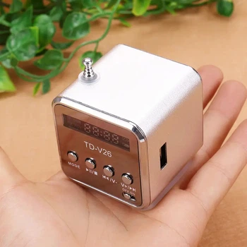 Портативная колонка Lem Berger, c Fm-радио, Bluetooth , Разъемами micro SD/TF/USB, RGB-подсветка, TD-V26, серебристая