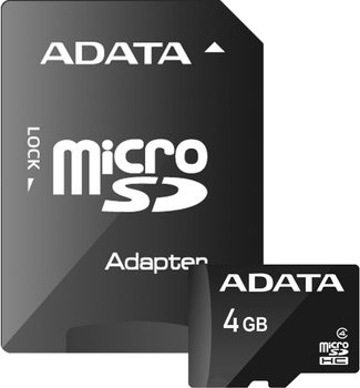 Karta pamięci ADATA microSDHC 4GB Class4 + SD-adapter (AUSDH4GCL4-RA1)