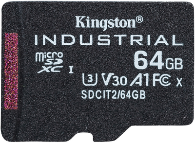 Карта памяти Kingston microSDXC 64GB Industrial Class 10 UHS-I V30 A1 (SDCIT2/64GBSP)