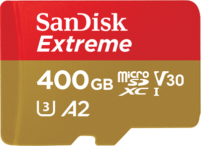 Карта памяти SanDisk microSDXC 400GB C10 UHS-I U3 A2 Extreme V30 + SD-адаптер (SDSQXA1-400G-GN6MA)