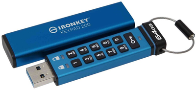 Pendrive Kingston IronKey Keypad 200 64GB USB 3.2 Blue (IKKP200/64GB)