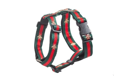Шлейка для собаки Pet & Co анатомічна GUCCI бджола S Ш 15 мм зелена-червона