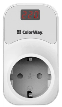 Реле напруги ColorWay (16A/3680W) 150V-210V/230V-280V DS1 white (CW-VR16-01D)