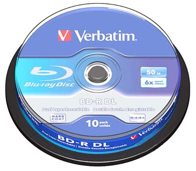 Диски Verbatim BD-R DL 50 GB 6x Cake 10 шт (0023942437468)