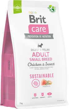 Корм для собак малых пород Brit Care Dog Sustainable Adult Small Breed с курицей и насекомыми 7 кг (8595602558650)