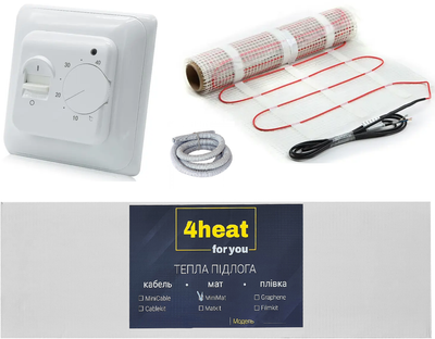 Тепла підлога з регулятором 4HEAT MatKit Standart 1.5 м² мат під плитку з терморегулятором (4HT.MKST.15)