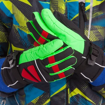 Рукавички гірськолижні дитячі Zelart Action 0533 розмір ML (5-8 років) Green-Black-Red