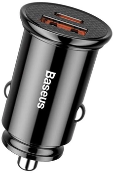 Ładowarka samochodowa Baseus Circular Plastic USB Type-C PD3.0 QC4.0 Czarny (CCALL-YS01)