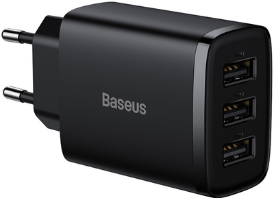 Мережевий зарядний пристрій Baseus Compact Charger 3U 17W EU Black (CCXJ020101)