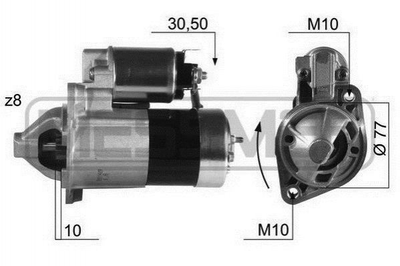 Стартер ERA 220397 Mitsubishi Galant, Outlander, Lancer, Grandis; Hyundai Sonata, Trajet, Santa Fe 3610038050, M000T80181, M000T81181