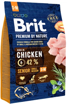 Сухий корм Brit Premium Senior S+M для літніх собак дрібних і середніх порід зі смаком курки